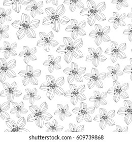 Flower graphic seamless pattern. Hand drawn vector floral background. Wrapping paper.