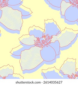Flower graphic. Vector.Pattern seamless.Image on white and colored background.