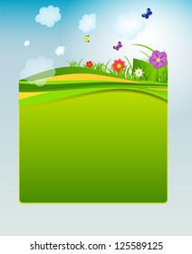 Flower and grass banner. vector illustration