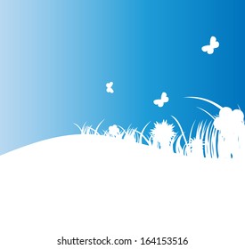 Flower and grass banner. vector illustration