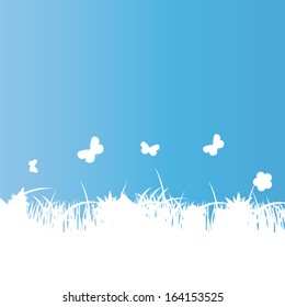 Flower and grass banner. vector illustration