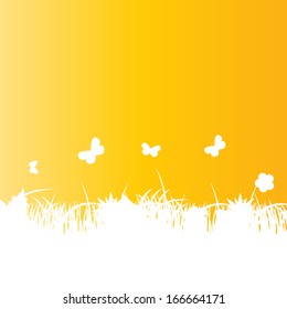 Flower and grass banner. vector illustration