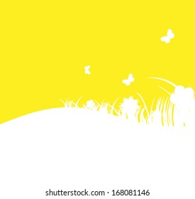 Flower and grass banner. vector illustration