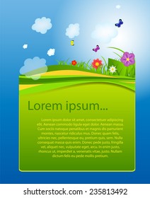 Flower and grass banner. vector illustration