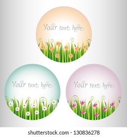 flower and grass circle set