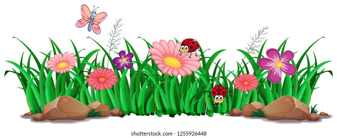 Flower and grass for decor illustration