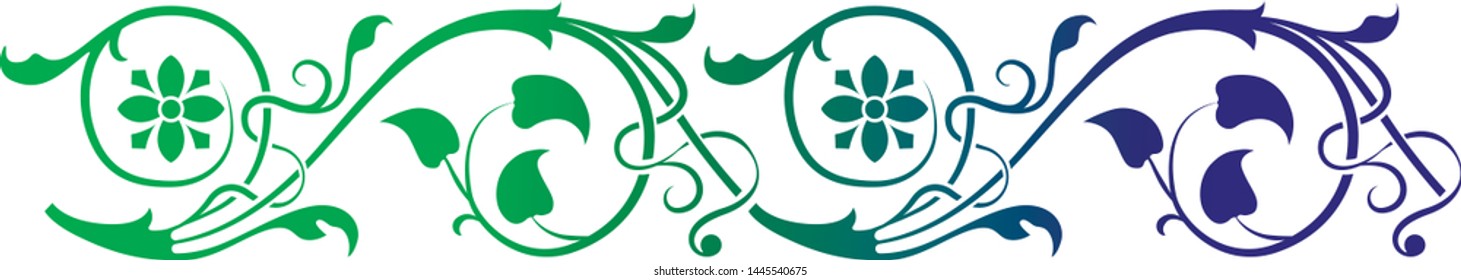 Flower green blue gradient stencil art