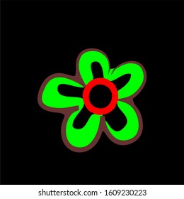 flower green and circle red simple vector art