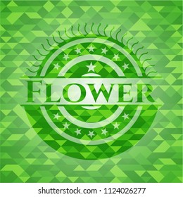 Flower green emblem. Mosaic background
