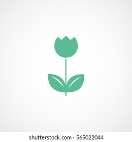 Flower Green Flat Icon On White Background