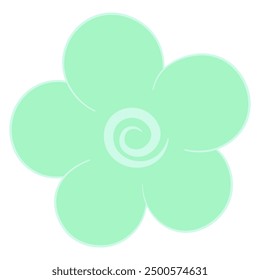 Flower. Green inflorescence of flowering plant. Flower head. Opened rounded petals. Opened flower bud. Color vector illustration. Isolated on white background. Cartoon style. Idea for web design.