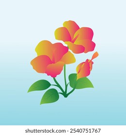 Flower with green leaf vector free download