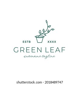 Flower with green leave botanical spa logo inspiration vector icon illustration