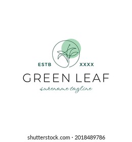 Flower with Green leave botanical spa logo inspiration vector icon illustration