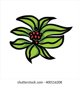 flower with green leaves
