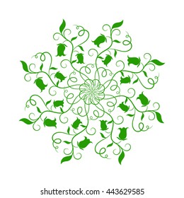 Flower Green Mandala over white