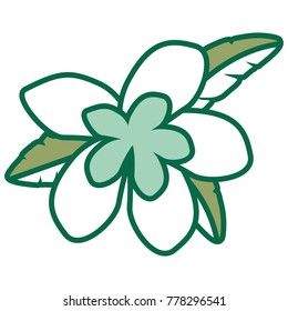 flower  green and white  vector illustration