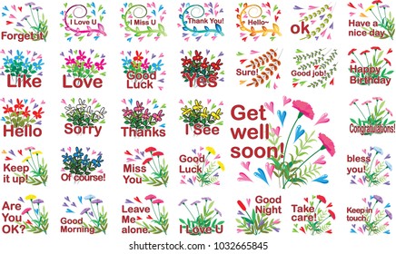flower Greeting card vector set 