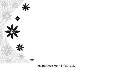 Flower and grey curved line on white background, Abstract vector backgrounds.