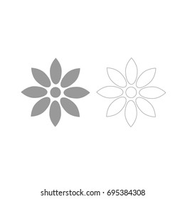 Flower grey set icon .