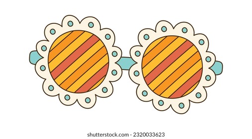 Flower Groovy Sunglasses Vector Illustration