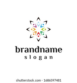 flower group colorful logo design vector