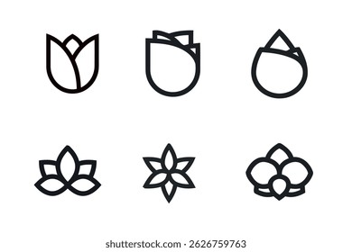 Ícone de vetor de grupo de flores no plano de fundo branco