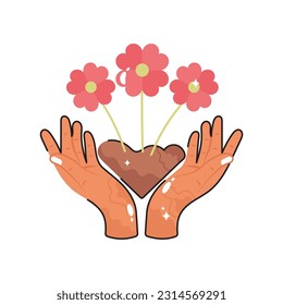 Eslabón del vector del doodle de crecimiento de flores Sticker. archivo EPS 10