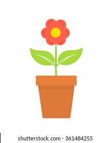 Flower growing in the pot. Vector illustration