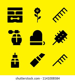 flower, hair salon, hair style and spray bottle icons set. Vector graphic design for web and application