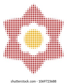 Flower halftone vector pictogram. Illustration style is dotted iconic Flower icon symbol on a white background. Halftone texture is circle points.