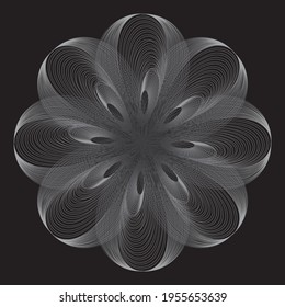 Flower. Halftone Vector Spiral Design element. Stipple Dot Backgrounds with Gray Lines