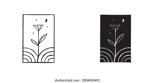 flower hand draw badge design. flower tatto design