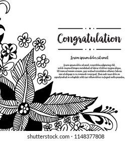 Flower hand draw design congratulation card vector illustration