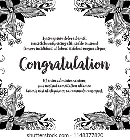 Flower hand draw design congratulation card vector illustration