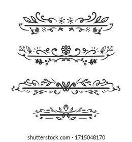 flower hand drawing frame divider collection set