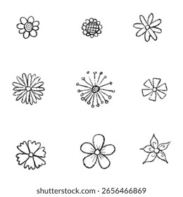 mão de flor desenhada com pincel preto