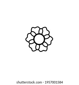 Flower hand drawn doodle, circle design icon, vector illustration