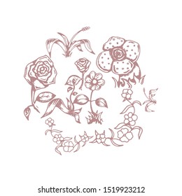 flower hand drawn icon vector design template