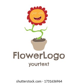 diseño del logo dibujado a mano de flores. icono divertido