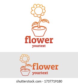 diseño del logo dibujado a mano de flores. color de degradado
