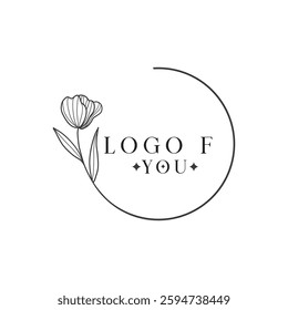 Flower Hand drawn logo design.