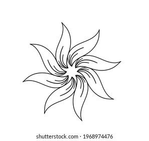 flower hand drawn scribble.floral plant element doddles style. Lateen design element. Continuous line. Vector illustration isolated.