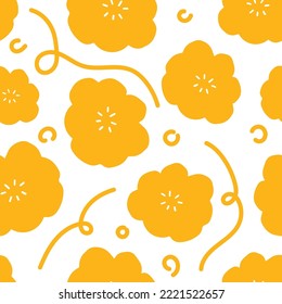 Flower hand drawn seamless pattern background for template, wrapping, wallpaper