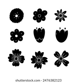 Flower hand drawn solid icon vector illustration
