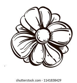 Flower in hand drawn style. Decorative floral element for greeting cards, invitations and much more. Outline vector illustration isolated on white background.