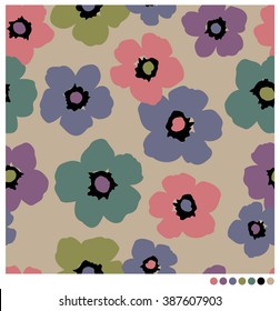 Flower hand drawn style seamless vector pattern
