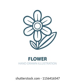 Flower. Hand drawn flower vector illustration.
Flower sketch drawing isolated on white background.
