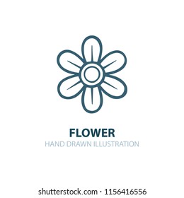 Flower. Hand drawn flower vector illustration.
Flower sketch drawing isolated on white background.
