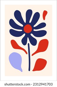 Flower. Hand drawn vector illustration in scandinavian style. Wall Art Print